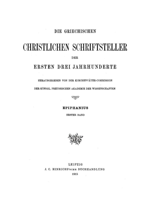 Cover image for book Ancoratus und Panarion Haer. 1–33