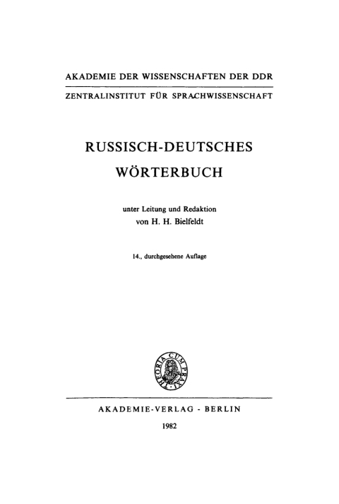 Cover image for book Russisch-deutsches Wörterbuch