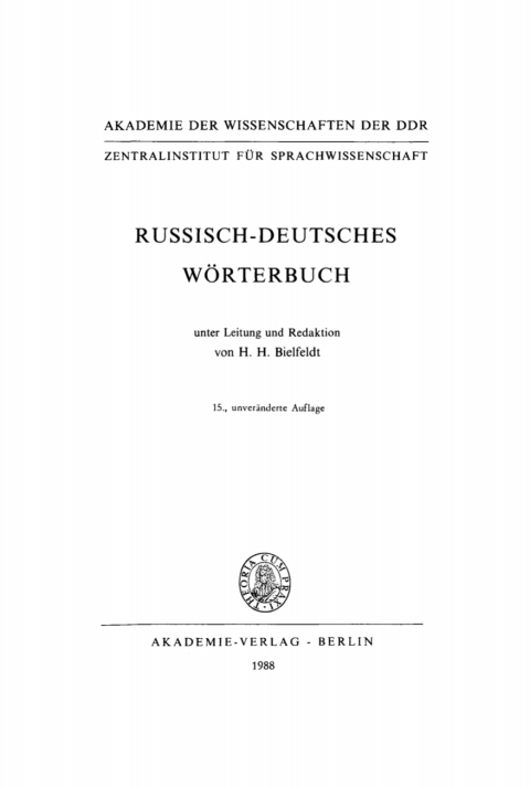 Cover image for book Russisch-deutsches Wörterbuch