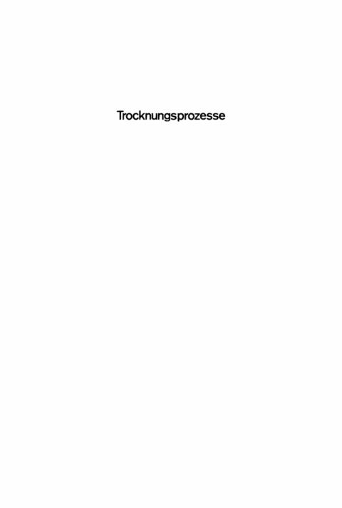 Cover image for book Trocknungsprozesse