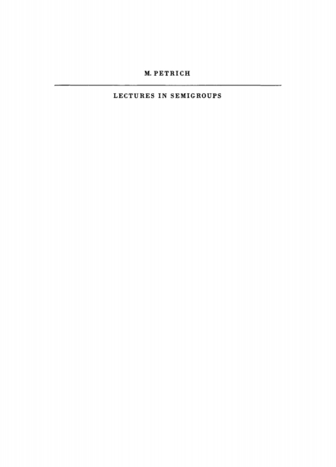 Cover image for book Lectures in Semigroups