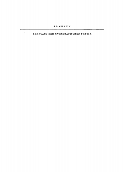Cover image for book Lehrgang der Mathematischen Physik