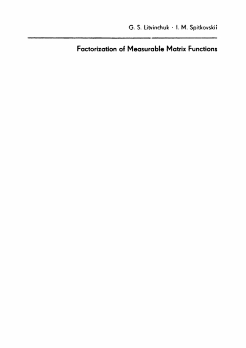 Cover image for book Factorization of Measurable Matrix Functions