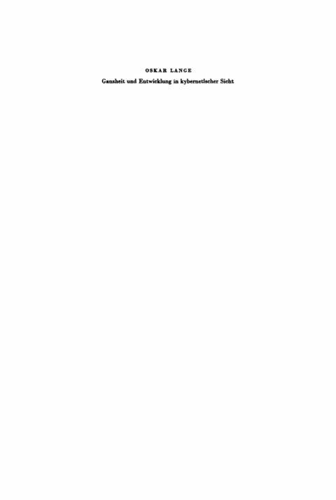 Cover image for book Ganzheit und Entwicklung in kybernetischer Sicht