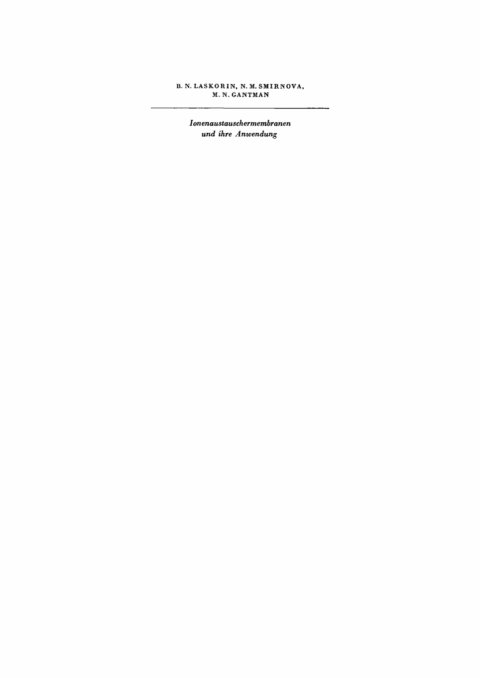 Cover image for book Ionenaustauschermembranen und ihre Anwendung