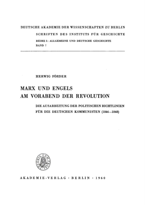 Cover image for book Marx und Engels am Vorabend der Revolution