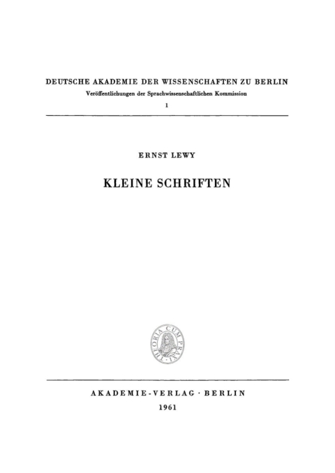 Cover image for book Kleine Schriften