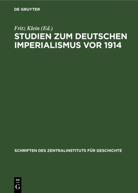 Cover image for book Studien zum deutschen Imperialismus vor 1914