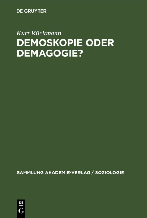 Cover image for book Demoskopie oder Demagogie?