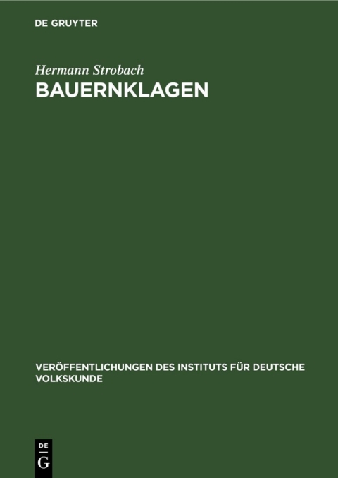 Cover image for book Bauernklagen