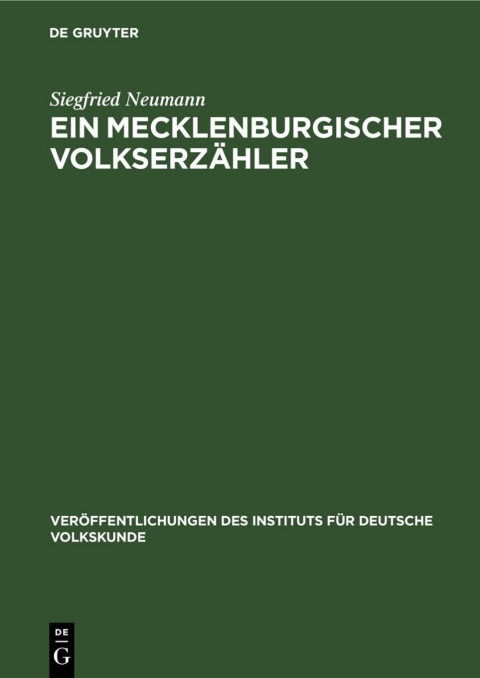 Cover image for book Ein Mecklenburgischer Volkserzähler