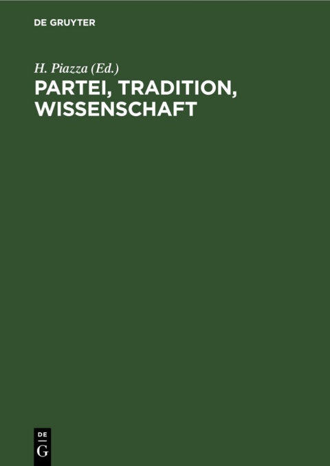 Cover image for book Partei, Tradition, Wissenschaft