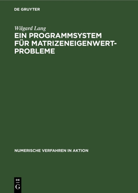 Cover image for book Ein Programmsystem für Matrizeneigenwertprobleme