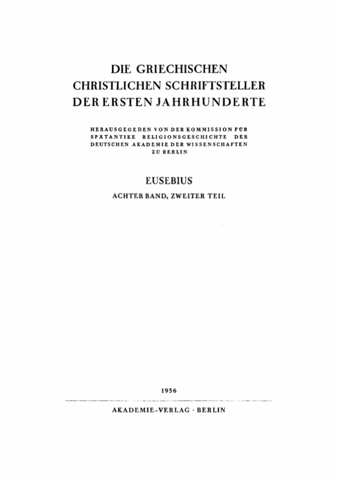 Cover image for book Die Praeparatio Evangelica, Teil 2: Die Bücher XI bis XV, Register