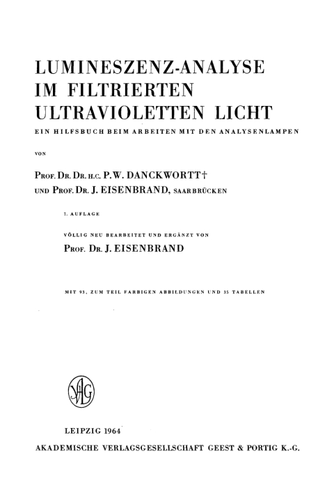 Cover image for book Lumineszenz-Analyse im filtrierten ultravioletten Licht