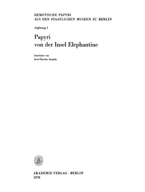 Cover image for book Papyri von der Insel Elephantine