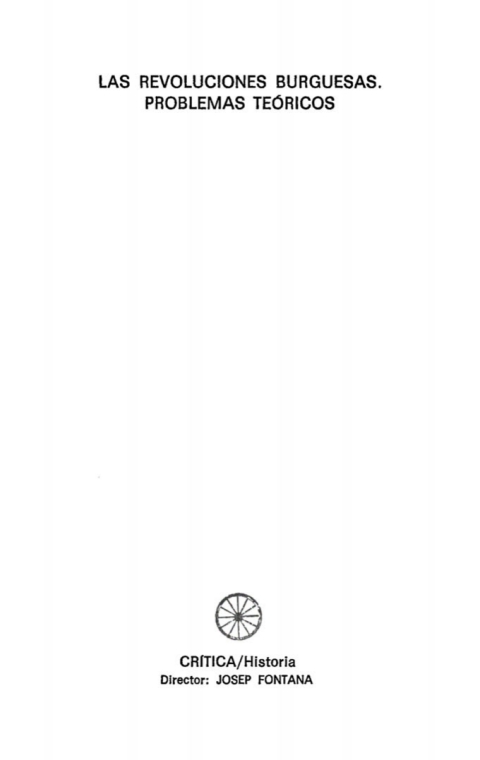 Cover image for book Las Revoluciones Burguesas. Problemas Teóricos