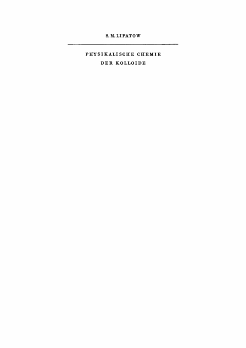Cover image for book Physikalische Chemie der Kolloide