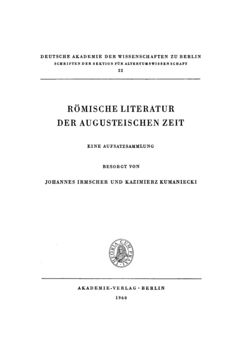 Cover image for book Römische Literatur der Augusteische Zeit