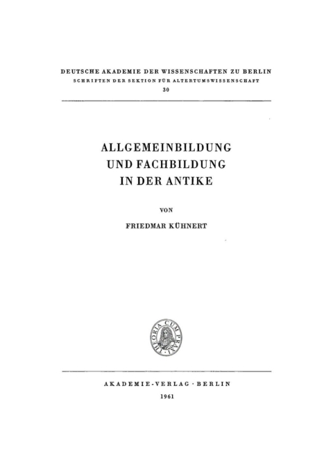 Cover image for book Allgemeinbildung und Fachbildung in der Antike