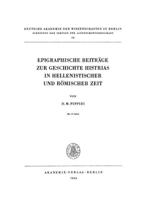 Cover image for book Epigraphische Beiträge zur Geschichte Histrias in hellenistischer und römischer Zeit