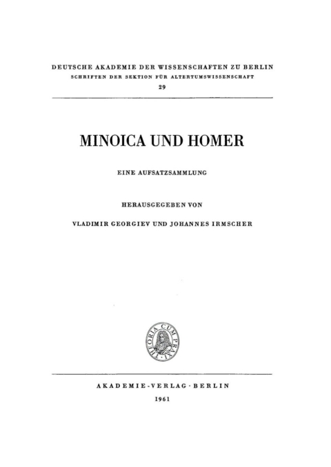 Cover image for book Minoica und Homer