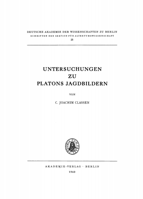Cover image for book Untersuchungen zu Platons Jagdbildern