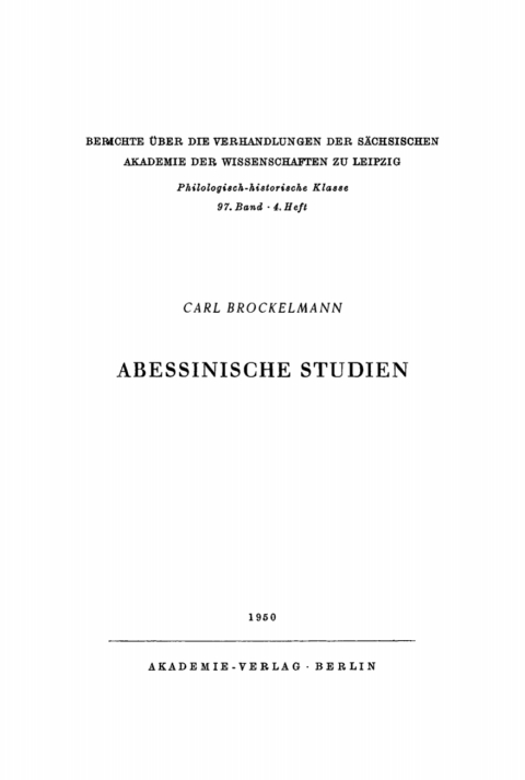 Cover image for book Abessinische Studien
