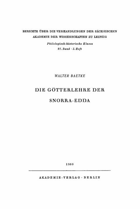Cover image for book Die Götterlehre der Snorra-Edda
