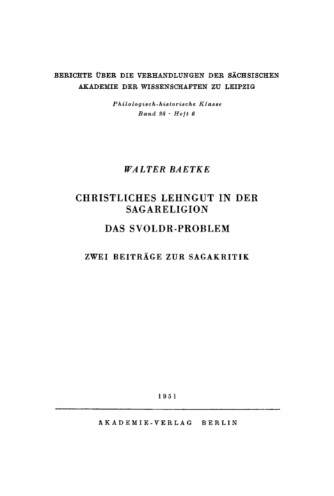 Cover image for book Christliches Lehngut in der Sagareligion. Das Svoldr-Problem