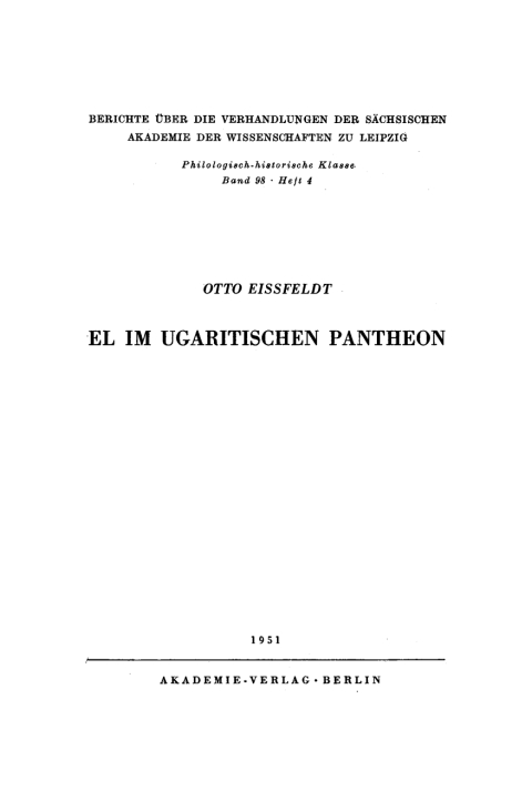 Cover image for book El im ugaritischen Pantheon