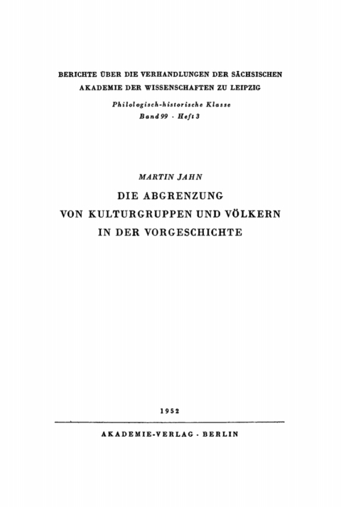 Cover image for book Die Abgrenzung von Kulturgruppen und Völkern in der Vorgeschichte