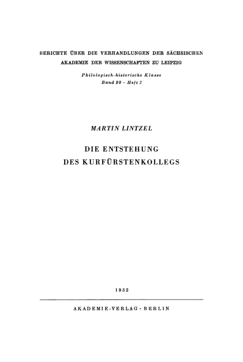 Cover image for book Die Entstehung des Kurfürstenkollegs