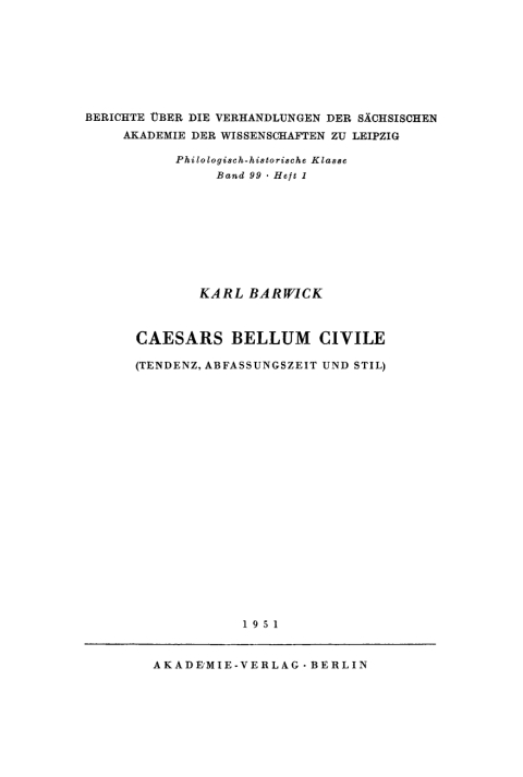 Cover image for book Caesars Bellum civile (Tendenz, Abfassungszeit und Stil)