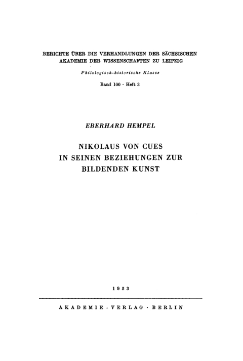 Cover image for book Nikolaus von Cues in seinen Beziehungen zur bildenden Kunst