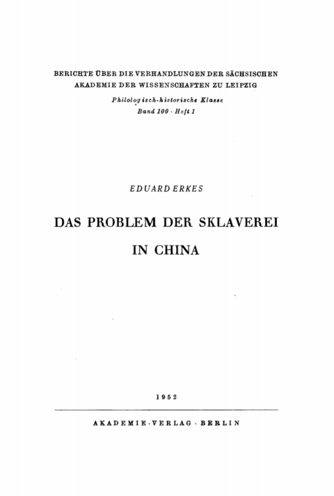 Cover image for book Das Problem der Sklaverei in China
