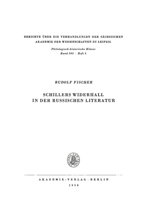 Cover image for book Schillers Widerhall in der russischen Literatur
