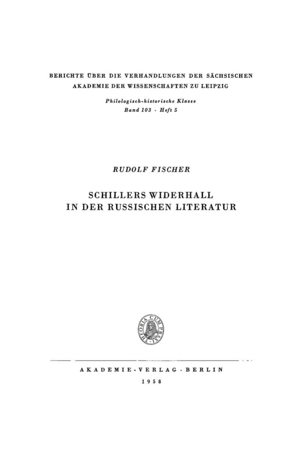 Page Fidelity Schillers Widerhall in der russischen Literatur; $148.73