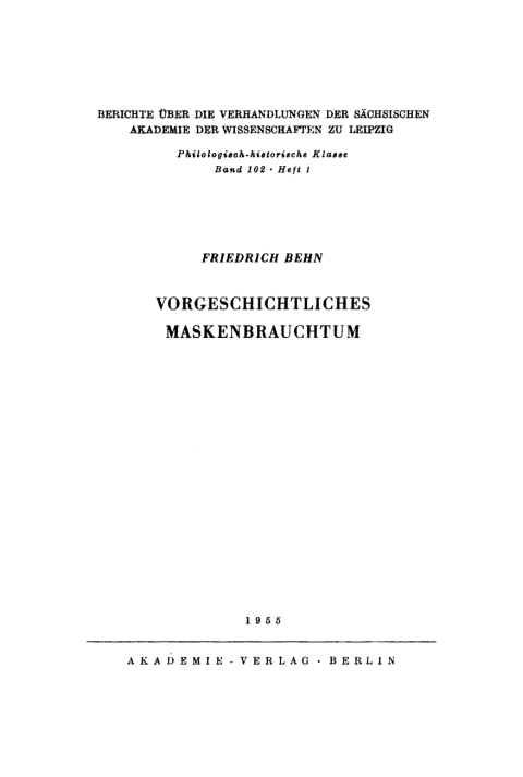 Cover image for book Vorgeschichtliches Maskenbrauchtum