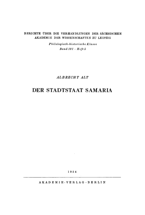 Cover image for book Der Stadtstaat Samaria