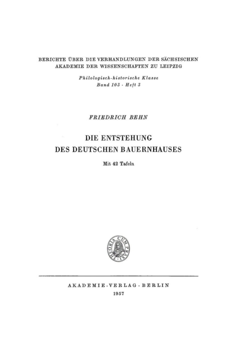 Cover image for book Die Entstehung des Deutschen Bauernhauses