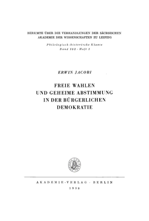 Cover image for book Freie Wahlen und Geheime Abstimmung in der bürgerlichen Demokratie
