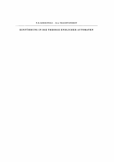 Cover image for book Einführung in die Theorie endlicher Automaten