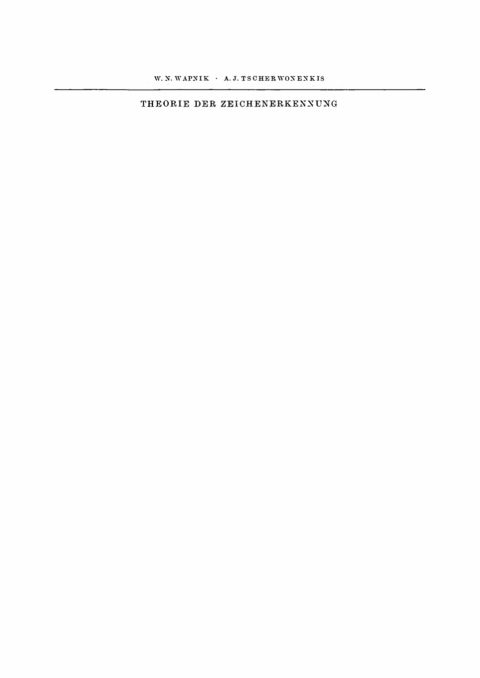 Cover image for book Theorie der Zeichenerkennung
