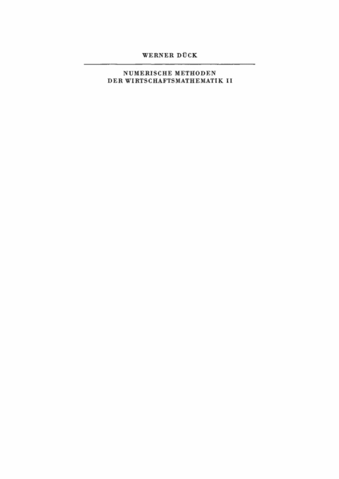 Cover image for book Numerische Methoden der Wirtschaftsmathematik, II