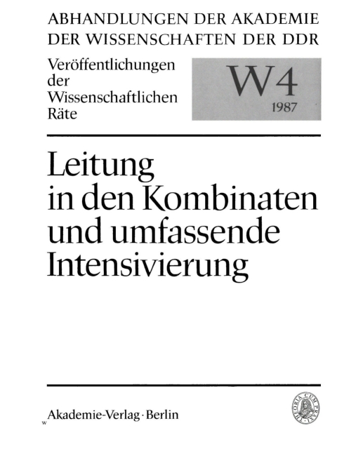 Cover image for book Theoretische und praktische Fragen der weiteren Qualifizierung der Leitung in den Kombinaten unter den Bedingungen umfassender Intensivierung