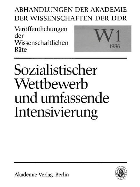 Cover image for book Sozialistischer Wettbewerb und umfassende Intensivierung