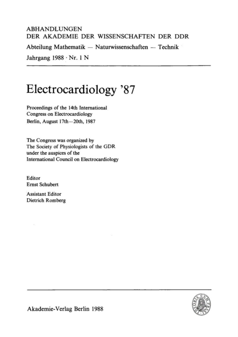 Cover image for book Electrocardiology ’87