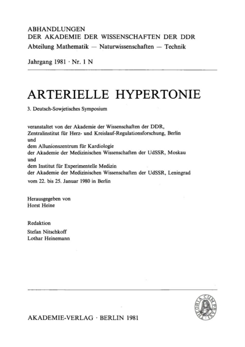 Cover image for book Arterielle Hypertonie, 3. Deutsch-Sowjetisches Symposium