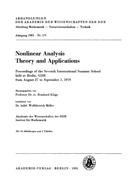 Cover image for book Nonlinear Analysis Theory and Applications